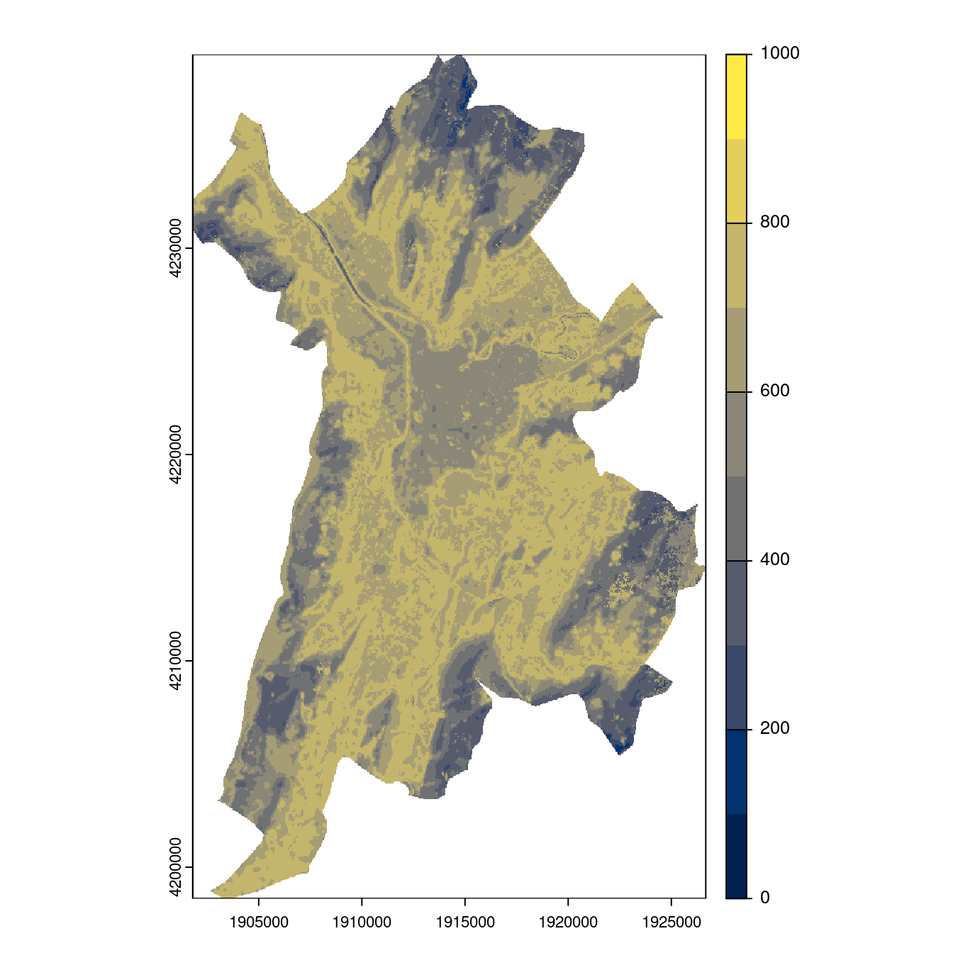 Projection des distributions potentielles contemporaine et futures jusqu'à l'horizon 2100 sous le scénario SSP5-8.5 (modèle d'ensemble, GCM IPSL).
