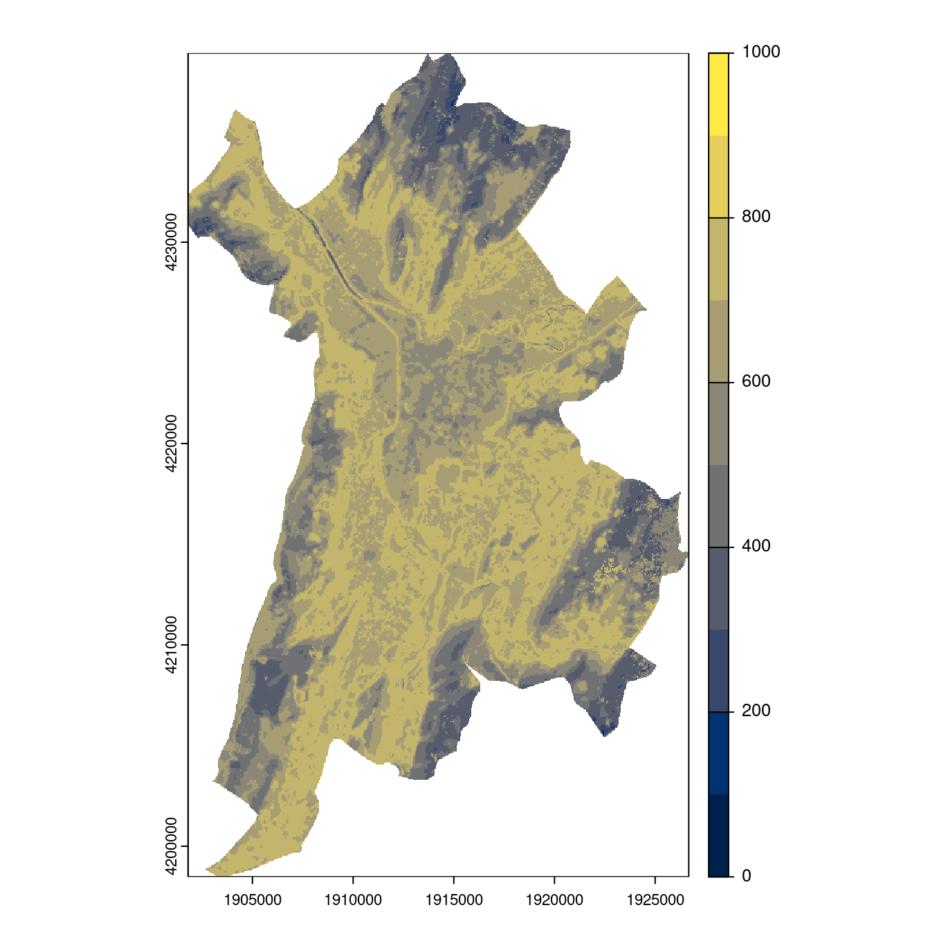 Projection des distributions potentielles contemporaine et futures jusqu'à l'horizon 2100 sous le scénario SSP5-8.5 (modèle d'ensemble, GCM IPSL).
