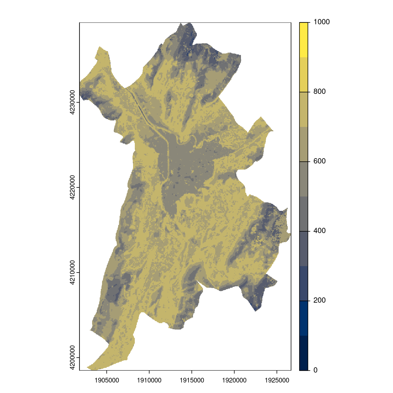 Projection des distributions potentielles contemporaine et futures jusqu'à l'horizon 2100 sous le scénario SSP5-8.5 (modèle d'ensemble, GCM IPSL).