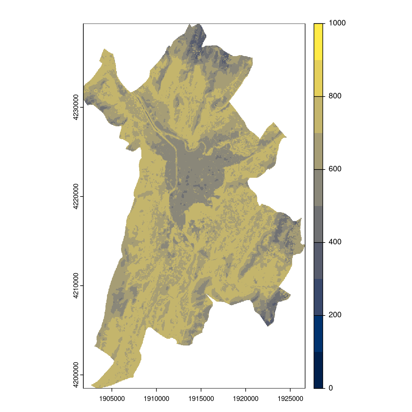 Projection des distributions potentielles contemporaine et futures jusqu'à l'horizon 2100 sous le scénario SSP5-8.5 (modèle d'ensemble, GCM IPSL).
