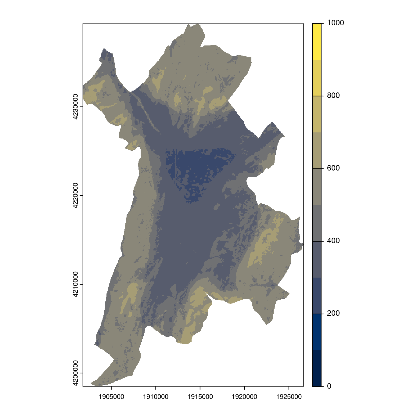 Projection des distributions potentielles contemporaine et futures jusqu'à l'horizon 2100 sous le scénario SSP5-8.5 (modèle d'ensemble, GCM IPSL).