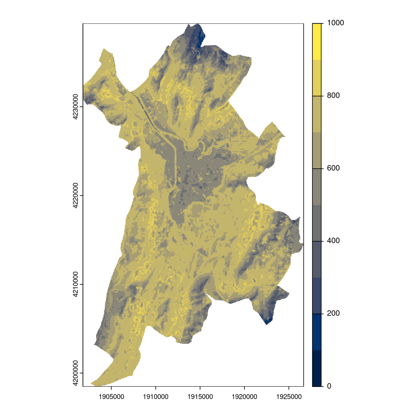 Projection des distributions potentielles contemporaine et futures jusqu'à l'horizon 2100 sous le scénario SSP5-8.5 (modèle d'ensemble, GCM IPSL).