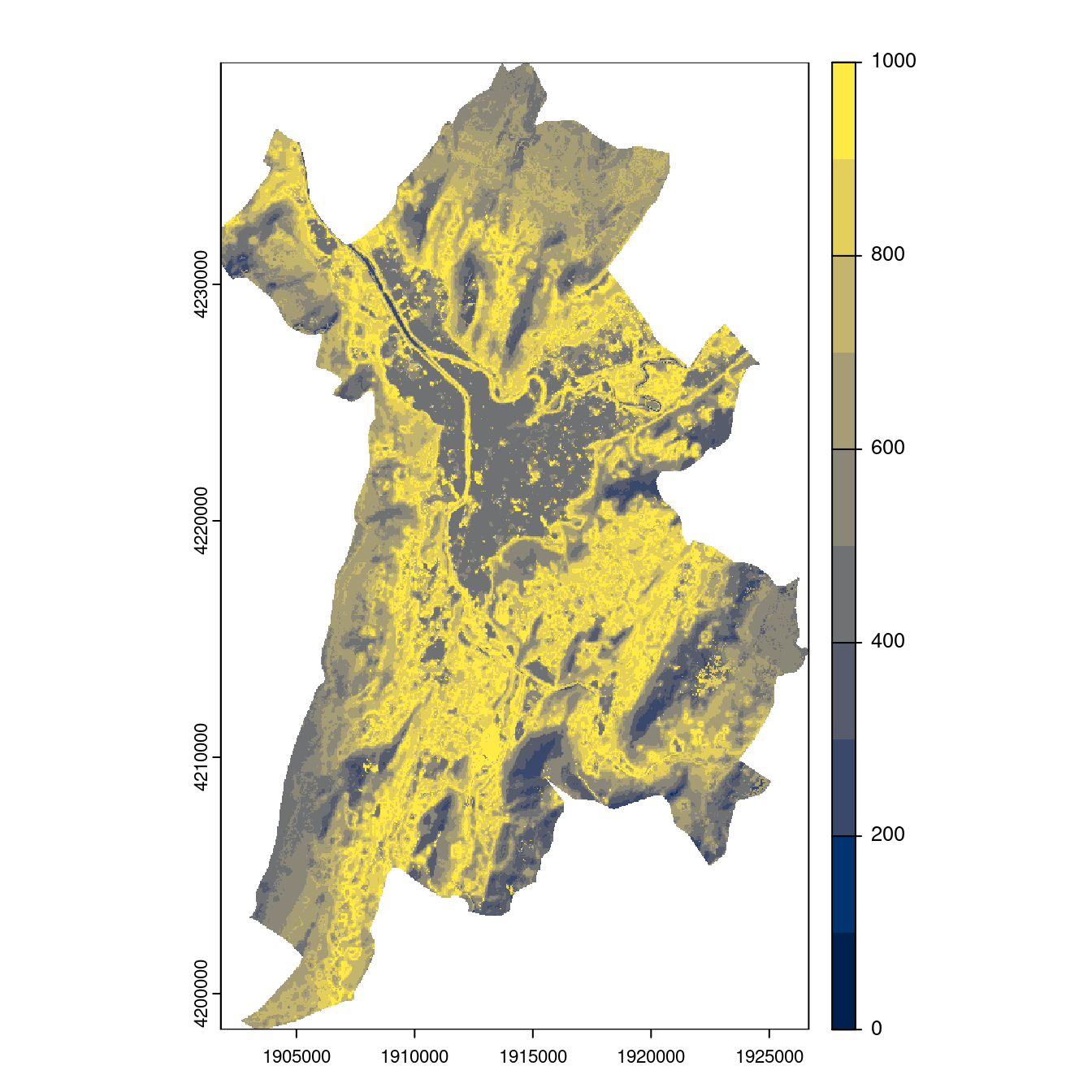 Projection des distributions potentielles contemporaine et futures jusqu'à l'horizon 2100 sous le scénario SSP5-8.5 (modèle d'ensemble, GCM IPSL).