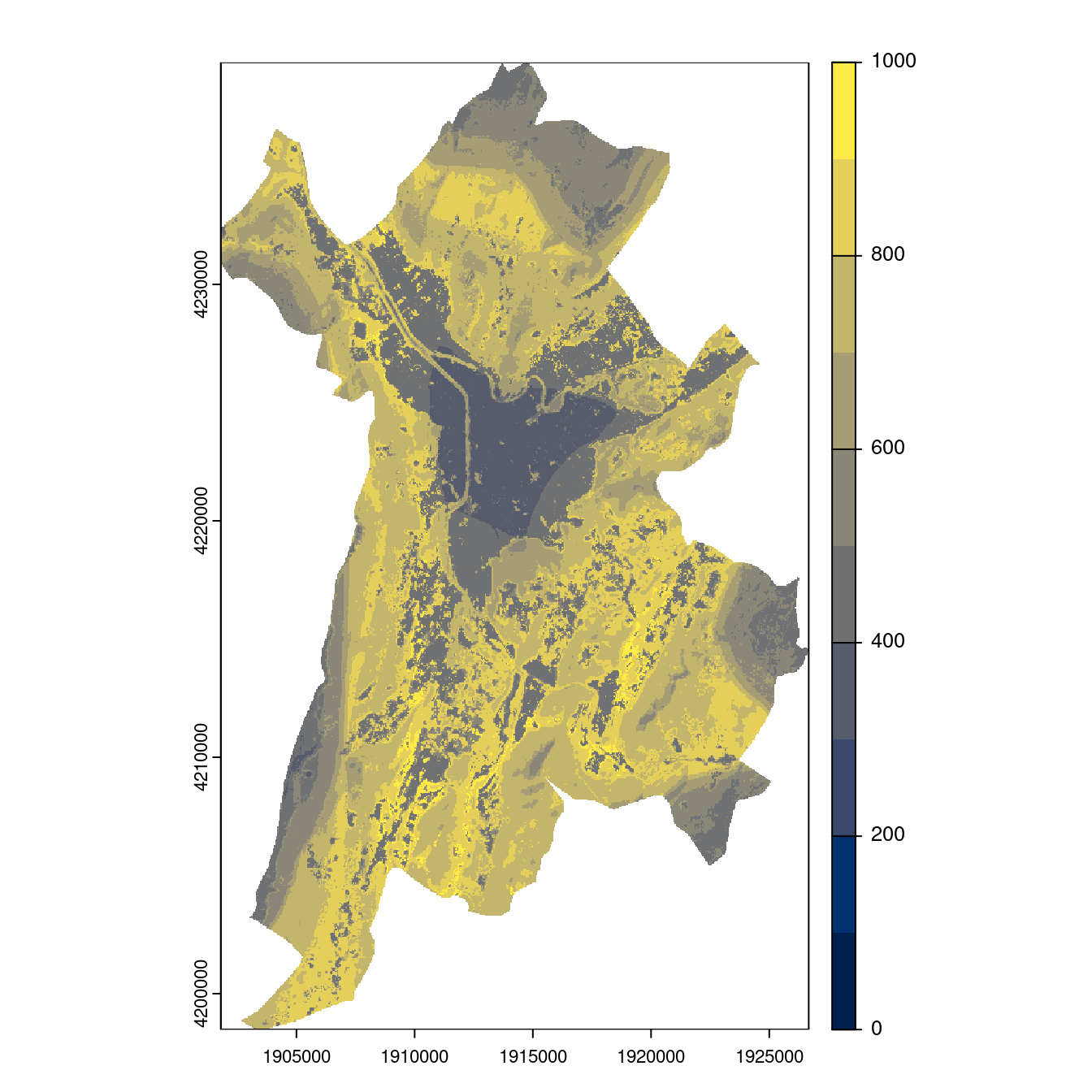 Projection des distributions potentielles contemporaine et futures jusqu'à l'horizon 2100 sous le scénario SSP5-8.5 (modèle d'ensemble, GCM IPSL).