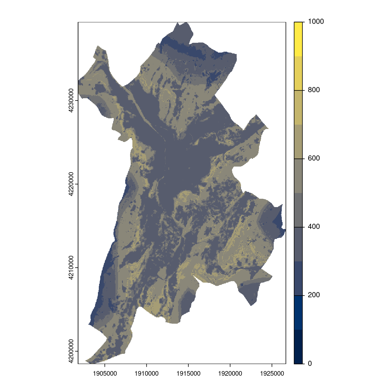 Projection des distributions potentielles contemporaine et futures jusqu'à l'horizon 2100 sous le scénario SSP5-8.5 (modèle d'ensemble, GCM IPSL).