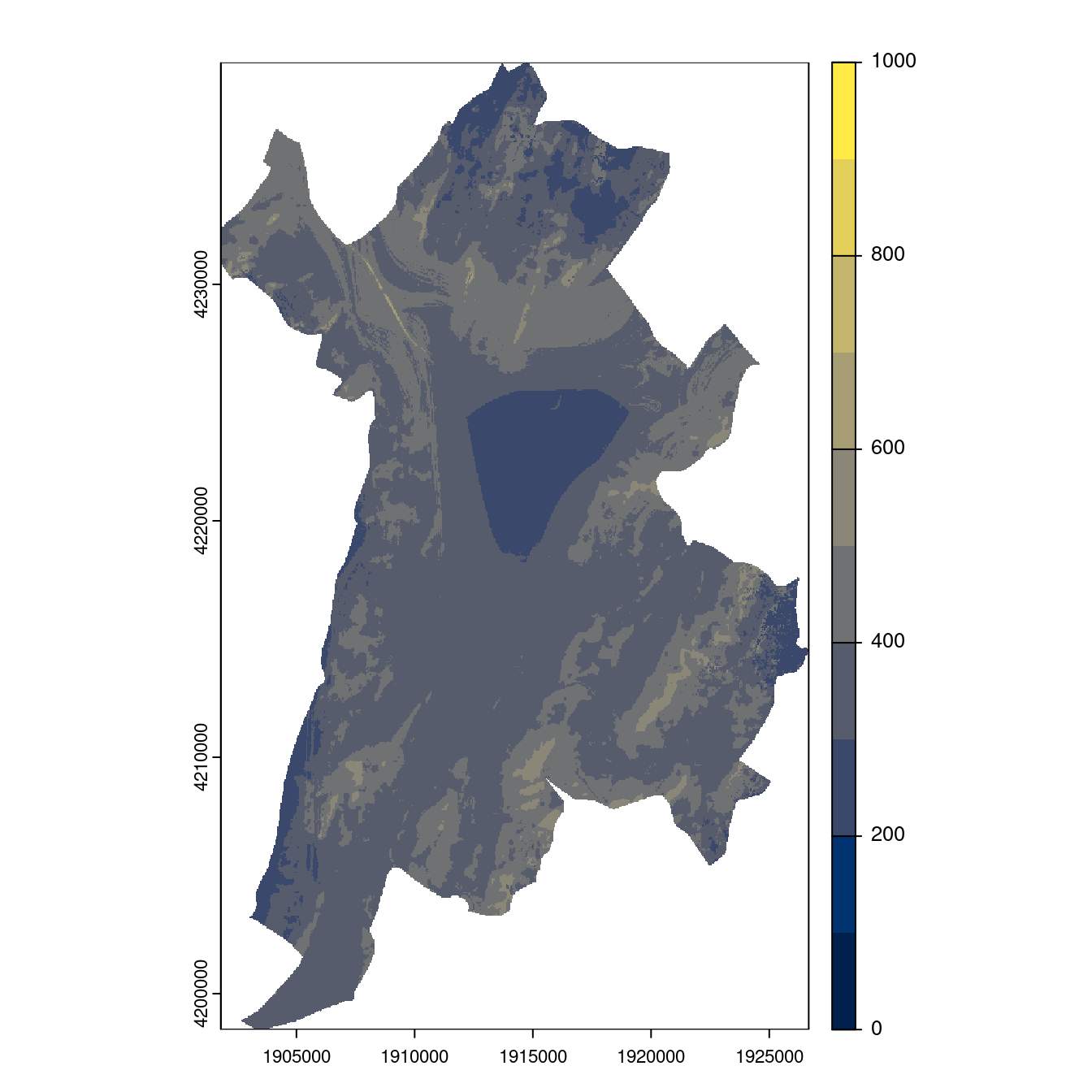 Projection des distributions potentielles contemporaine et futures jusqu'à l'horizon 2100 sous le scénario SSP5-8.5 (modèle d'ensemble, GCM IPSL).