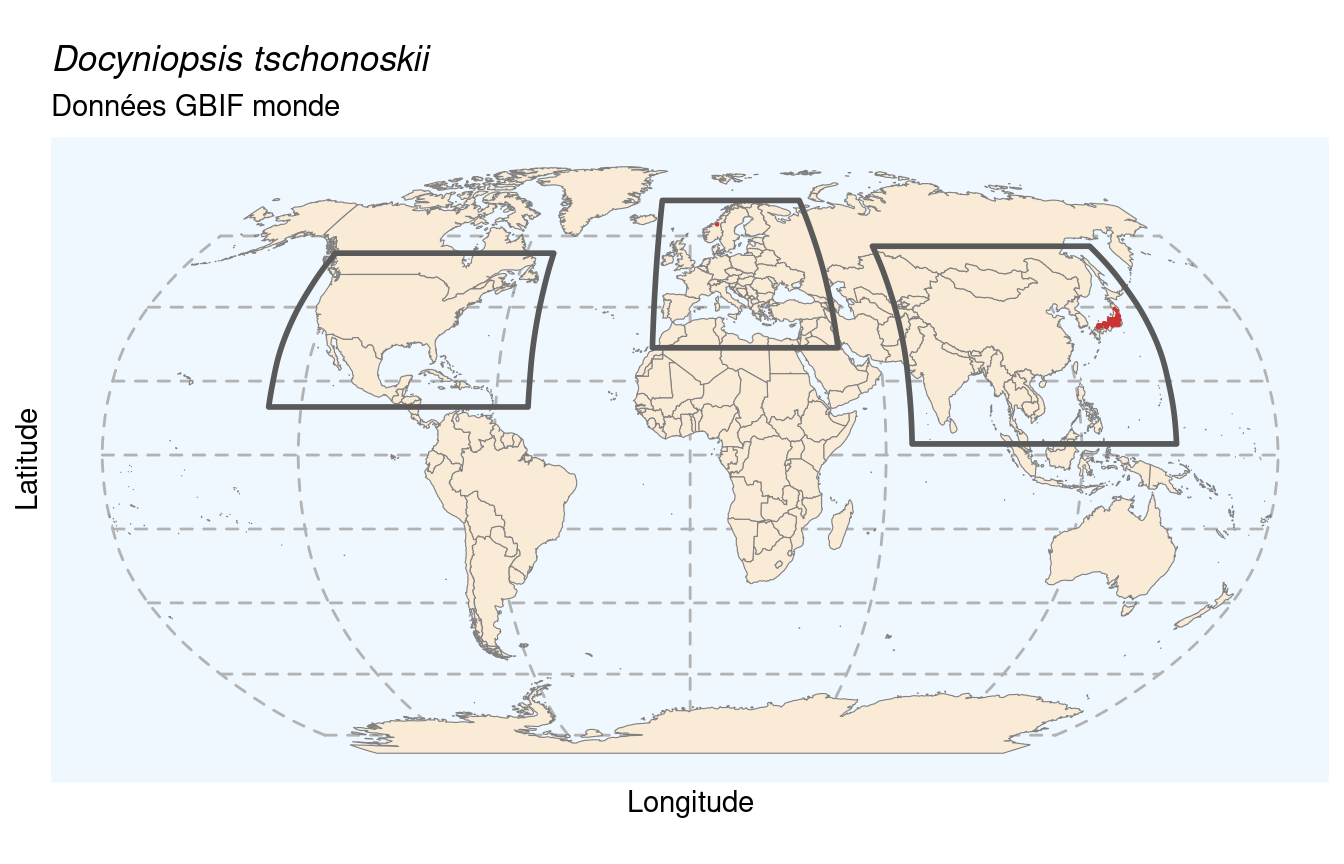 Occurrences de Docyniopsis tschonoskii dans le monde.