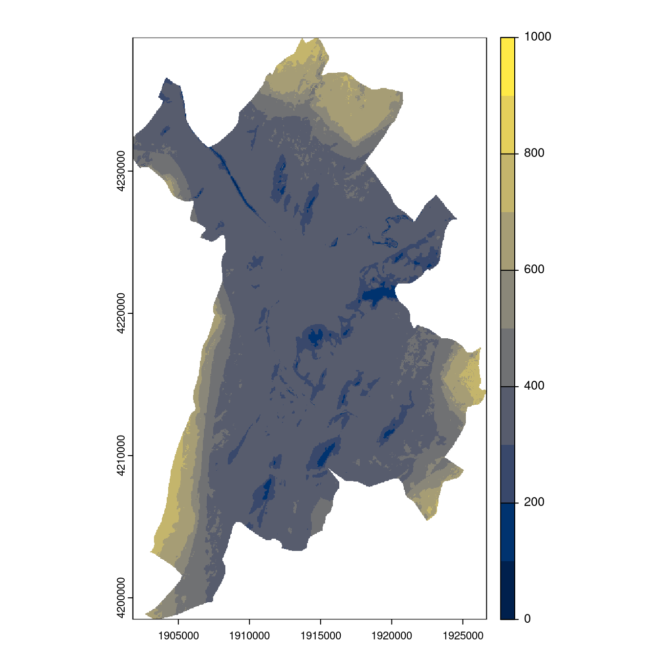 Projection des distributions potentielles contemporaine et futures jusqu'à l'horizon 2100 sous le scénario SSP5-8.5 (modèle d'ensemble, GCM IPSL).