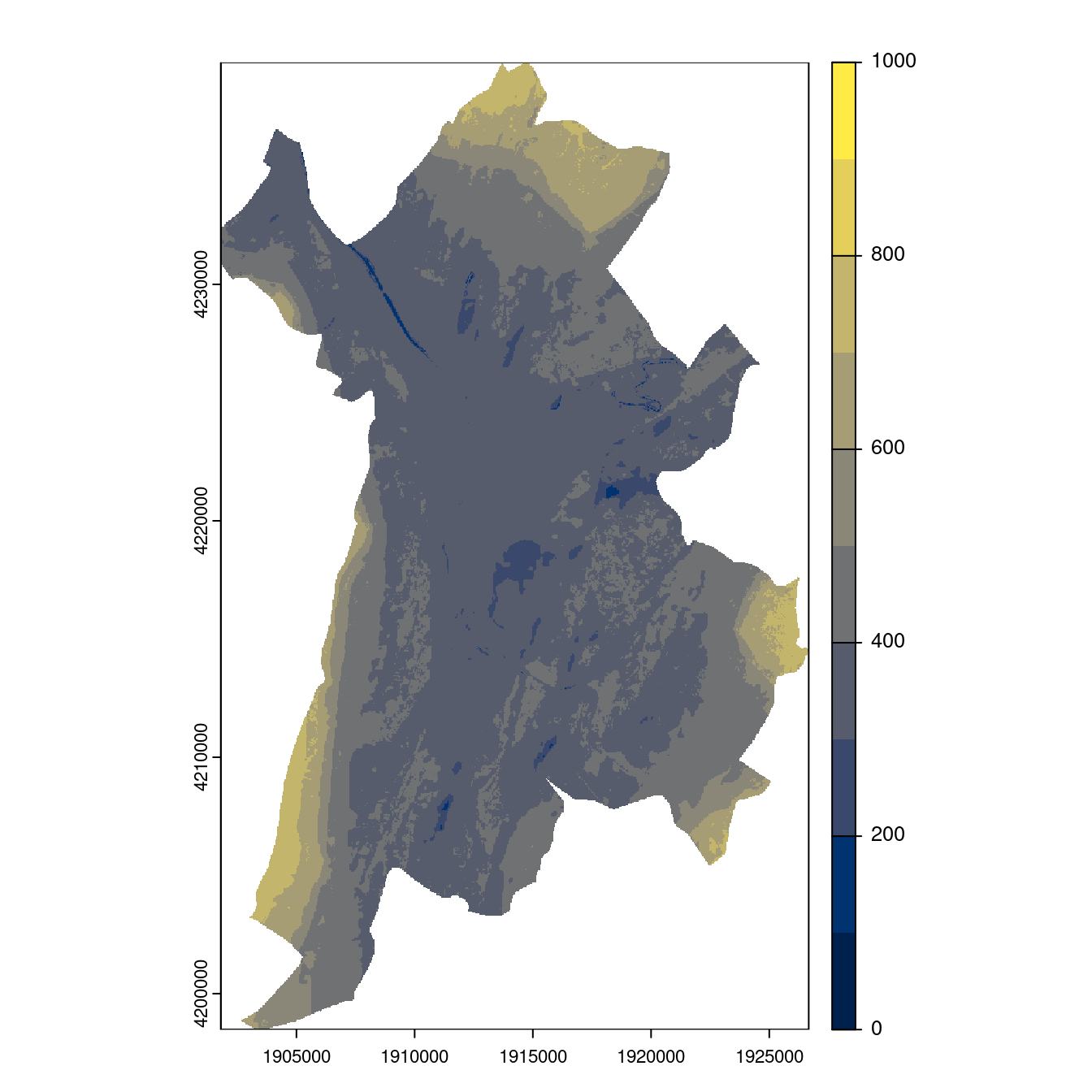 Projection des distributions potentielles contemporaine et futures jusqu'à l'horizon 2100 sous le scénario SSP5-8.5 (modèle d'ensemble, GCM IPSL).