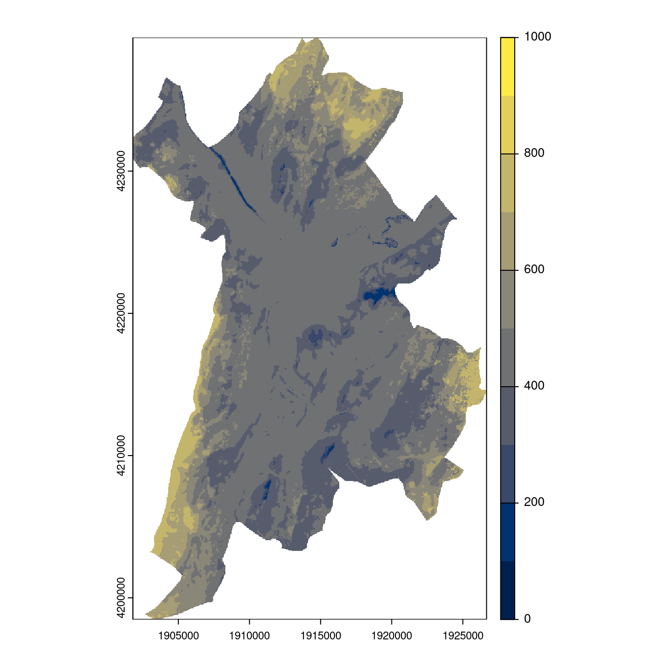Projection des distributions potentielles contemporaine et futures jusqu'à l'horizon 2100 sous le scénario SSP5-8.5 (modèle d'ensemble, GCM IPSL).