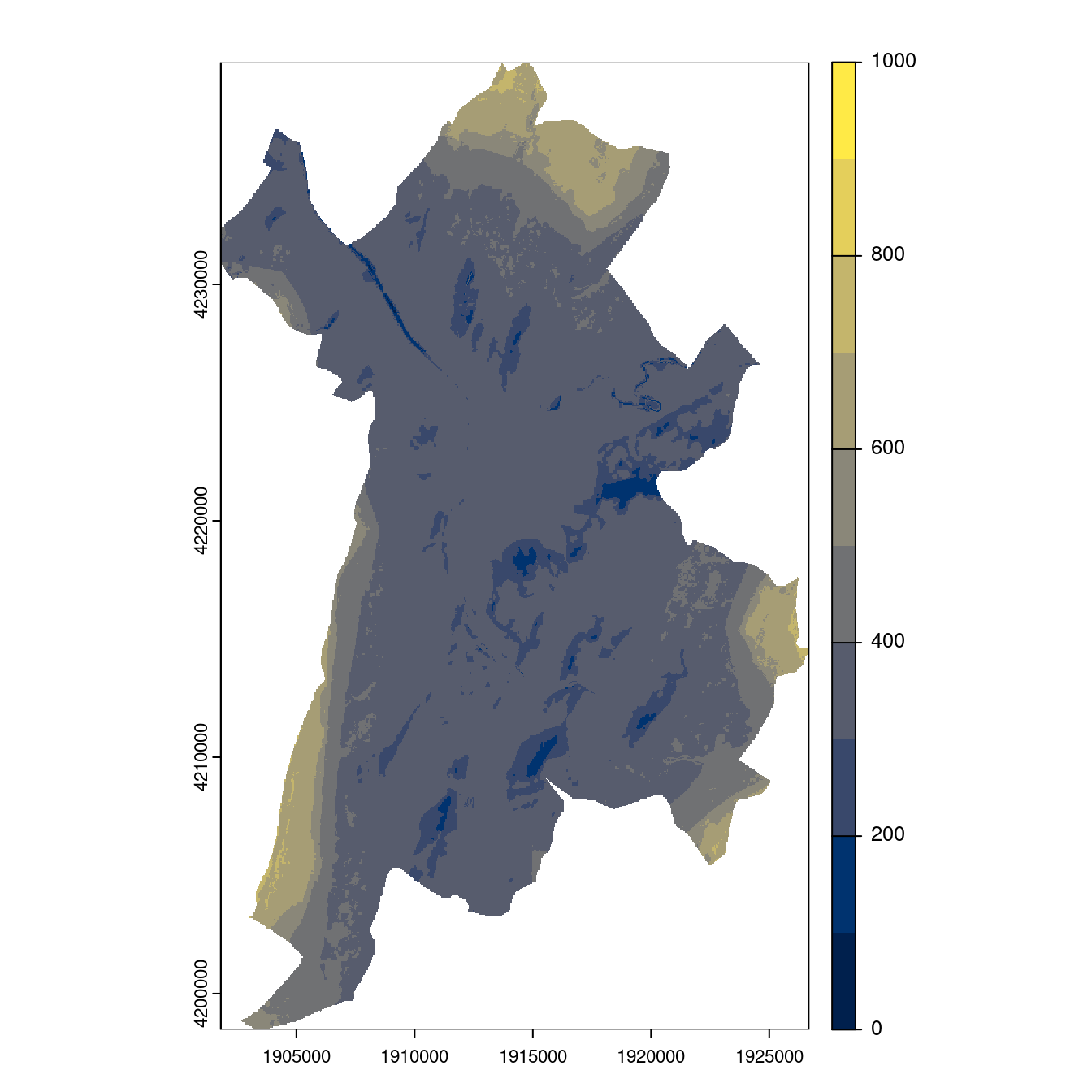 Projection des distributions potentielles contemporaine et futures jusqu'à l'horizon 2100 sous le scénario SSP5-8.5 (modèle d'ensemble, GCM IPSL).