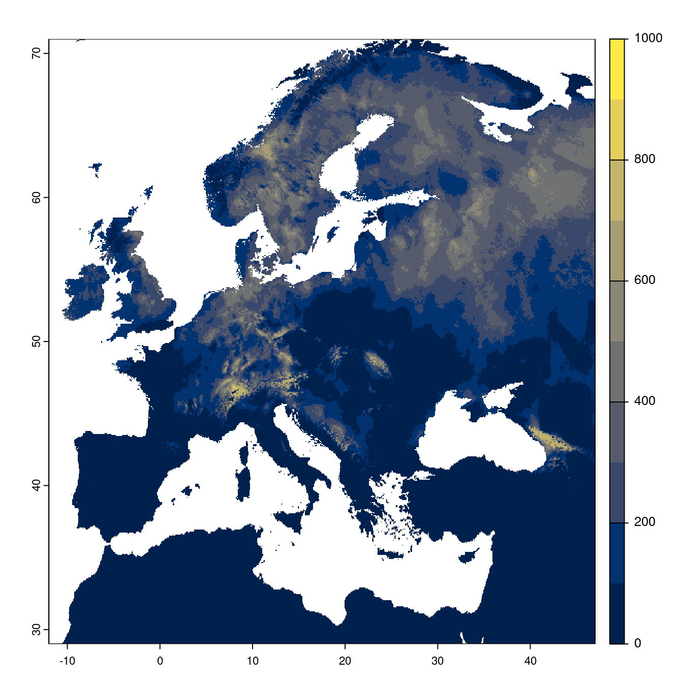 Projection des distributions potentielles futures jusqu'à l'horizon 2100 sous le scénario SSP5-8.5 (modèle d'ensemble).