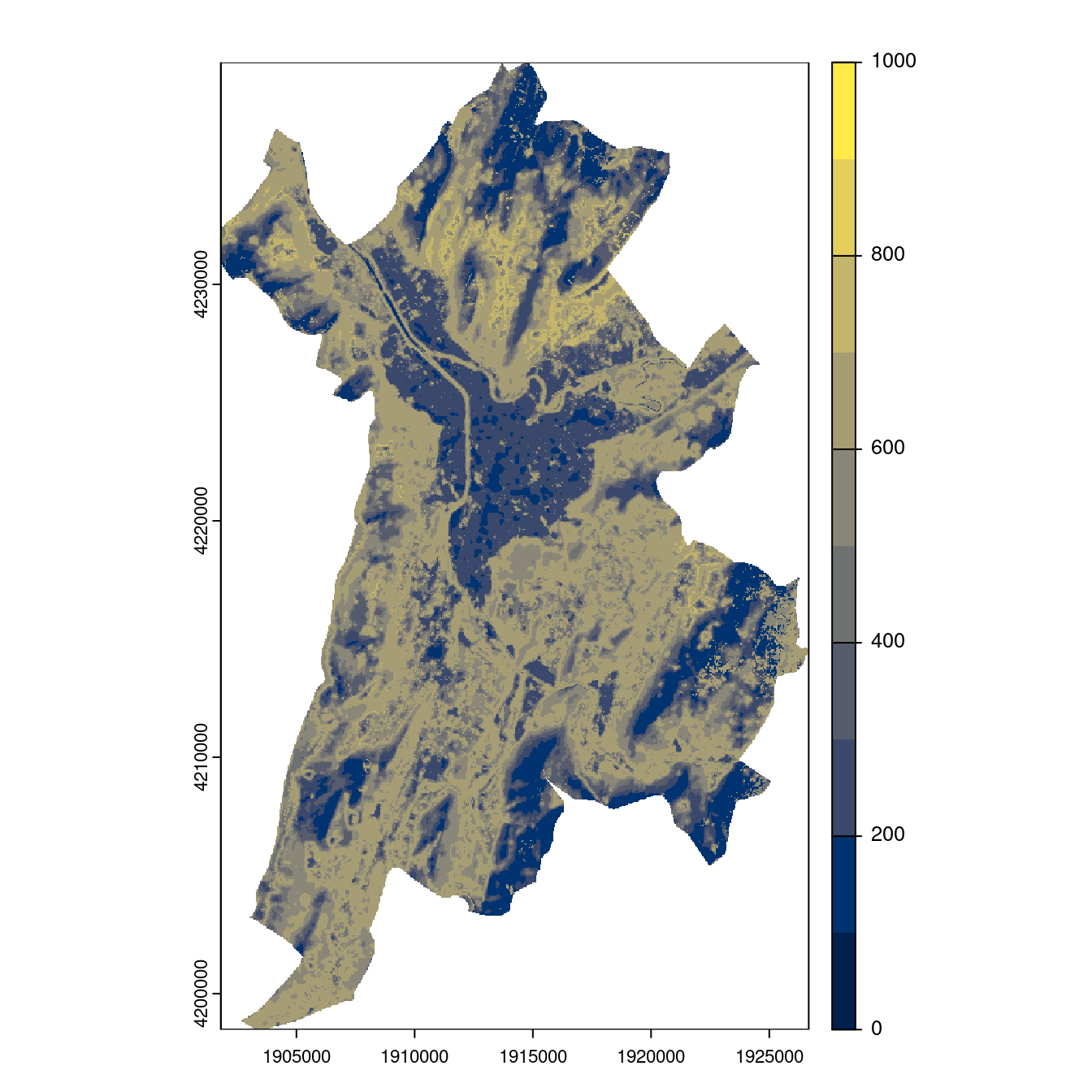 Projection des distributions potentielles contemporaine et futures jusqu'à l'horizon 2100 sous le scénario SSP5-8.5 (modèle d'ensemble, GCM IPSL).