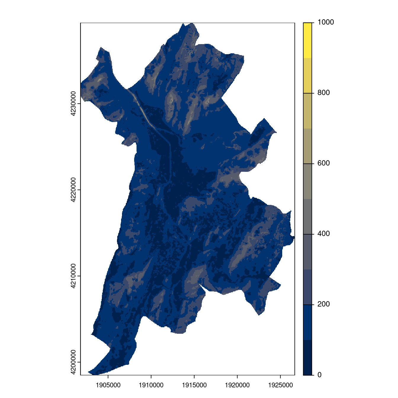 Projection des distributions potentielles contemporaine et futures jusqu'à l'horizon 2100 sous le scénario SSP5-8.5 (modèle d'ensemble, GCM IPSL).