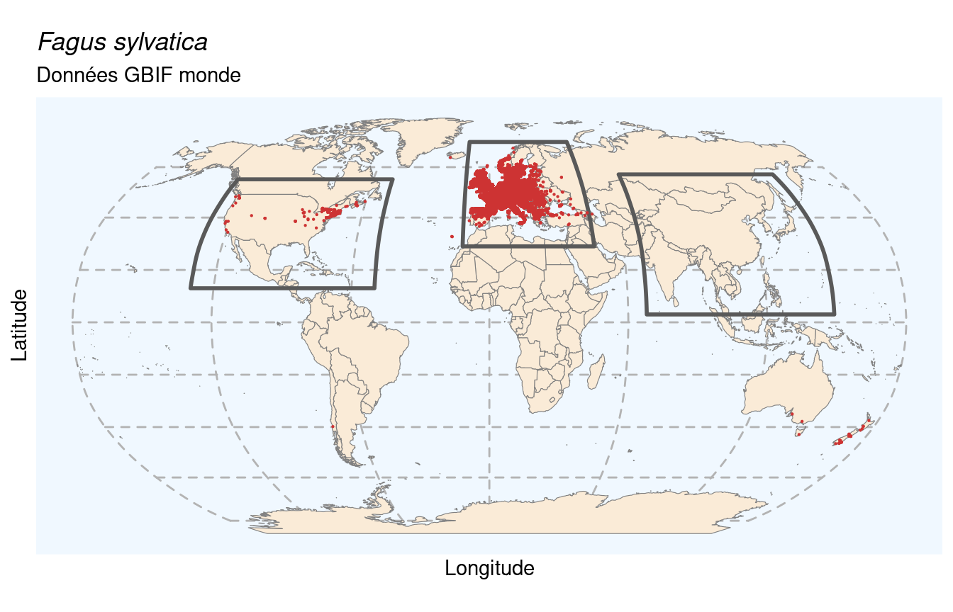 Occurrences de Fagus sylvatica dans le monde.