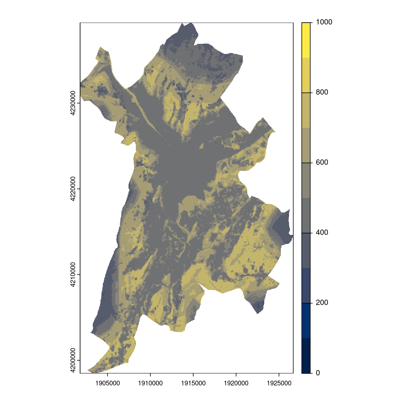 Projection des distributions potentielles contemporaine et futures jusqu'à l'horizon 2100 sous le scénario SSP5-8.5 (modèle d'ensemble, GCM IPSL).