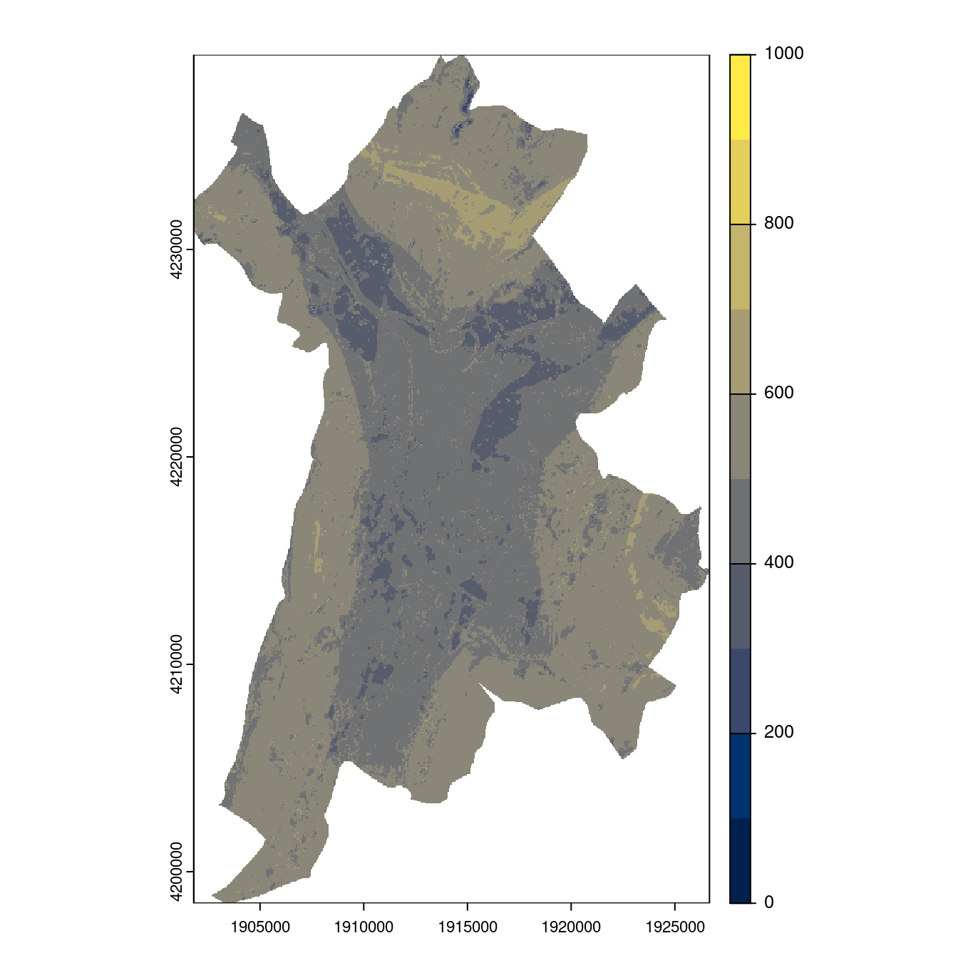 Projection des distributions potentielles contemporaine et futures jusqu'à l'horizon 2100 sous le scénario SSP5-8.5 (modèle d'ensemble, GCM IPSL).