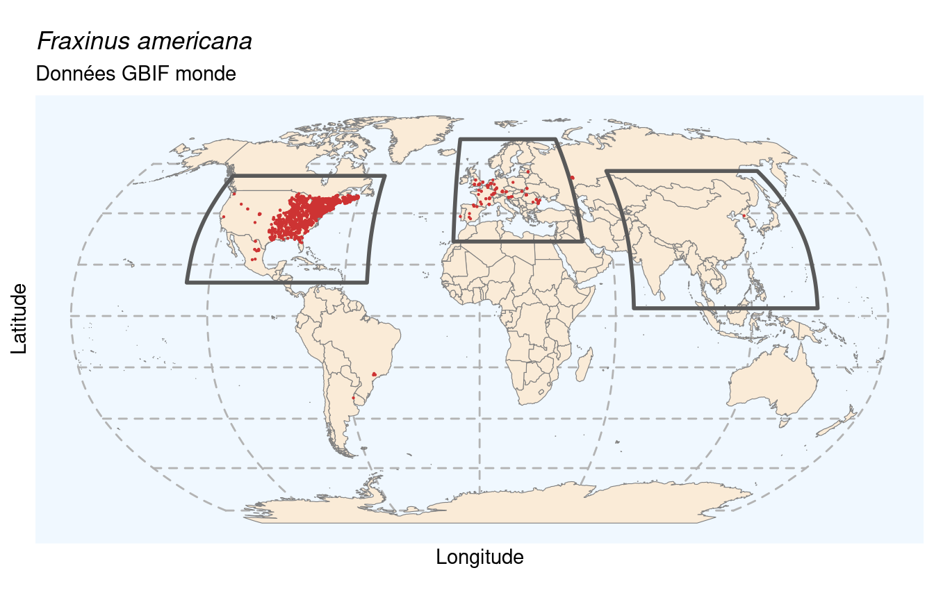 Occurrences de Fraxinus americana dans le monde.