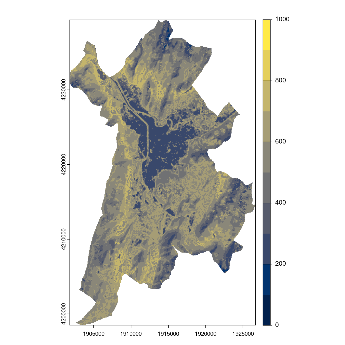 Projection des distributions potentielles contemporaine et futures jusqu'à l'horizon 2100 sous le scénario SSP5-8.5 (modèle d'ensemble, GCM IPSL).