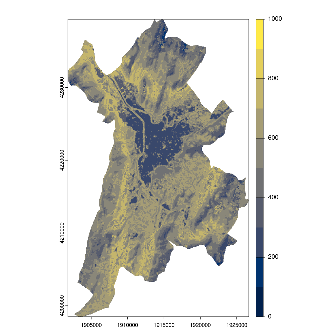 Projection des distributions potentielles contemporaine et futures jusqu'à l'horizon 2100 sous le scénario SSP5-8.5 (modèle d'ensemble, GCM IPSL).