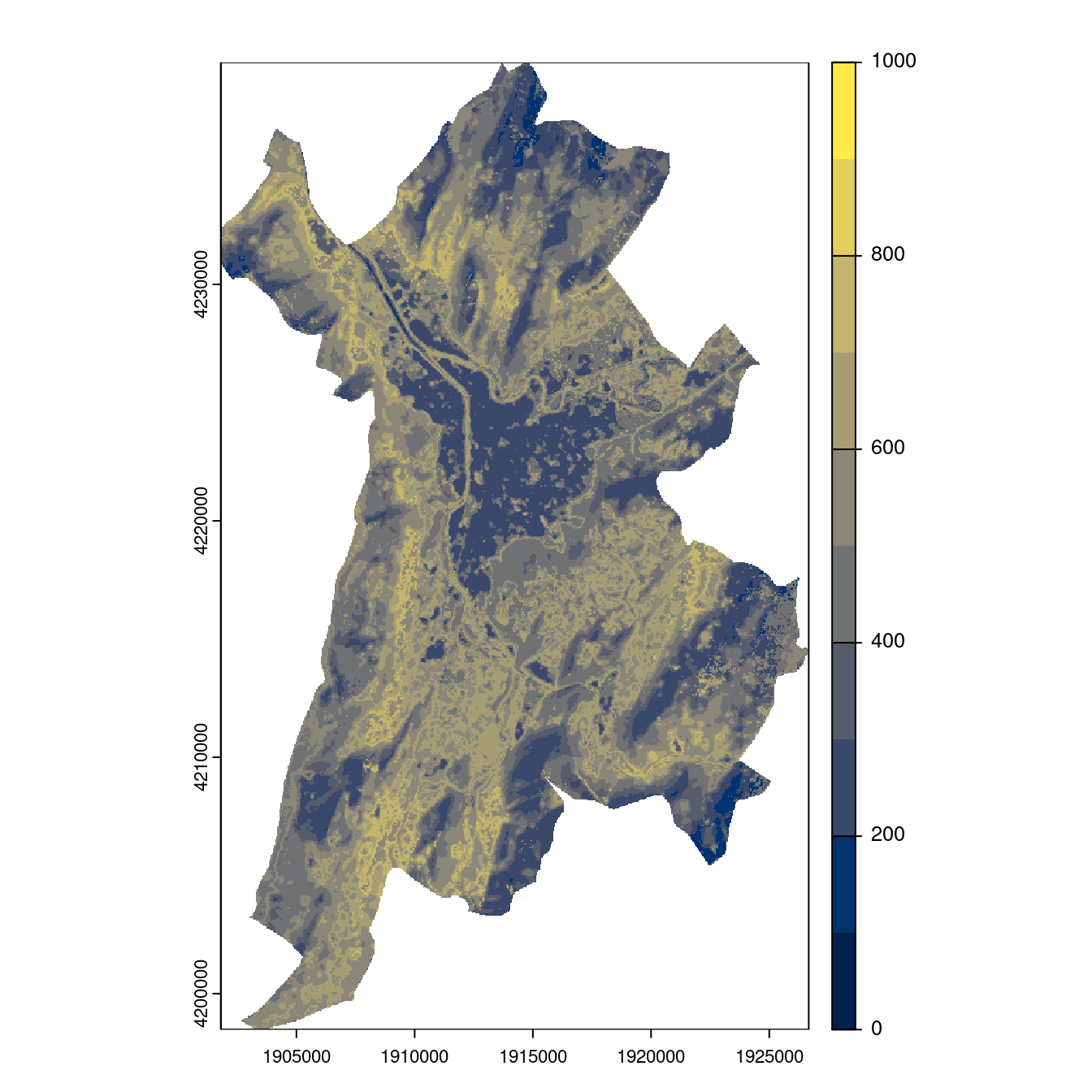 Projection des distributions potentielles contemporaine et futures jusqu'à l'horizon 2100 sous le scénario SSP5-8.5 (modèle d'ensemble, GCM IPSL).
