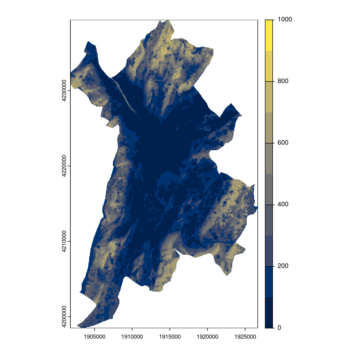 Projection des distributions potentielles contemporaine et futures jusqu'à l'horizon 2100 sous le scénario SSP5-8.5 (modèle d'ensemble, GCM IPSL).