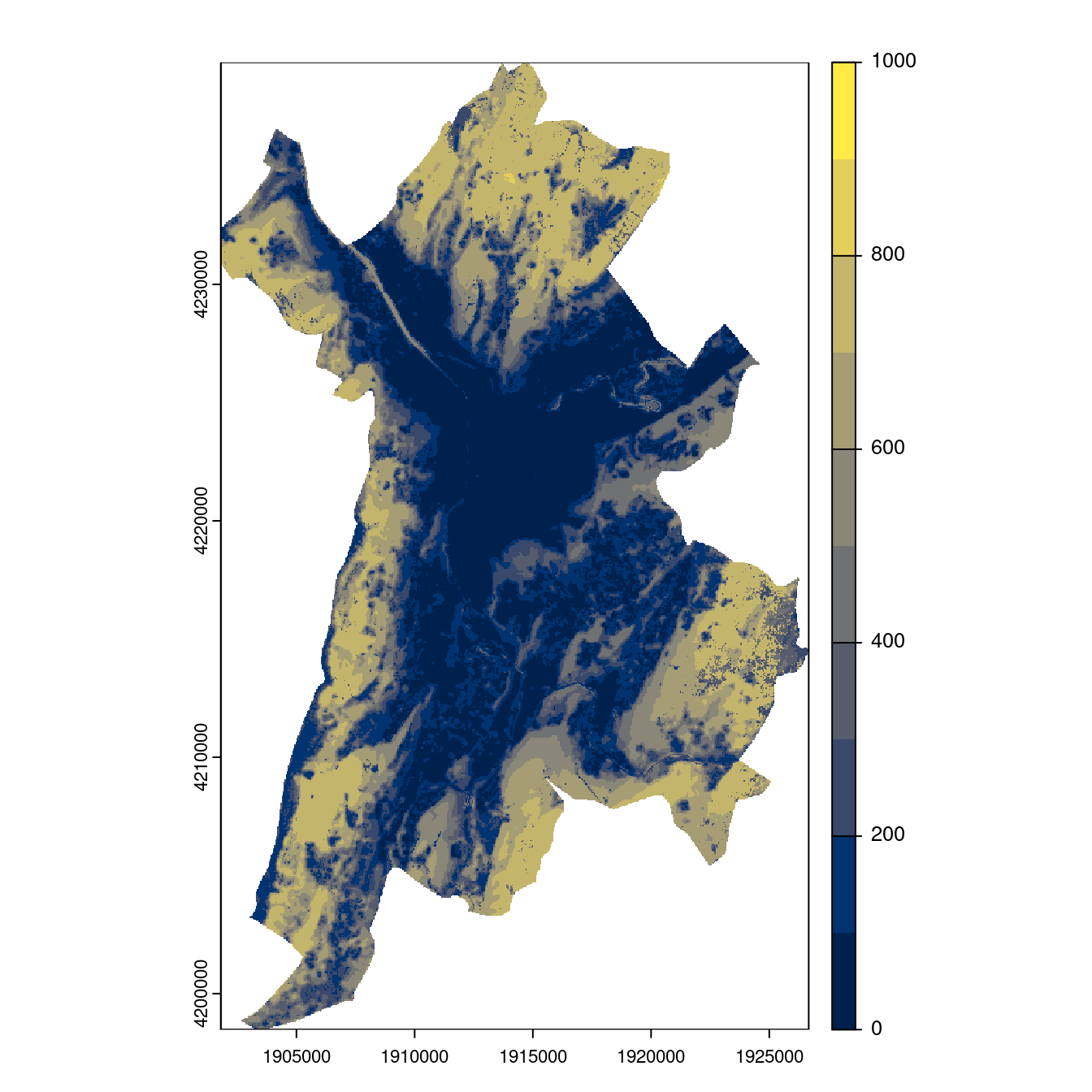 Projection des distributions potentielles contemporaine et futures jusqu'à l'horizon 2100 sous le scénario SSP5-8.5 (modèle d'ensemble, GCM IPSL).