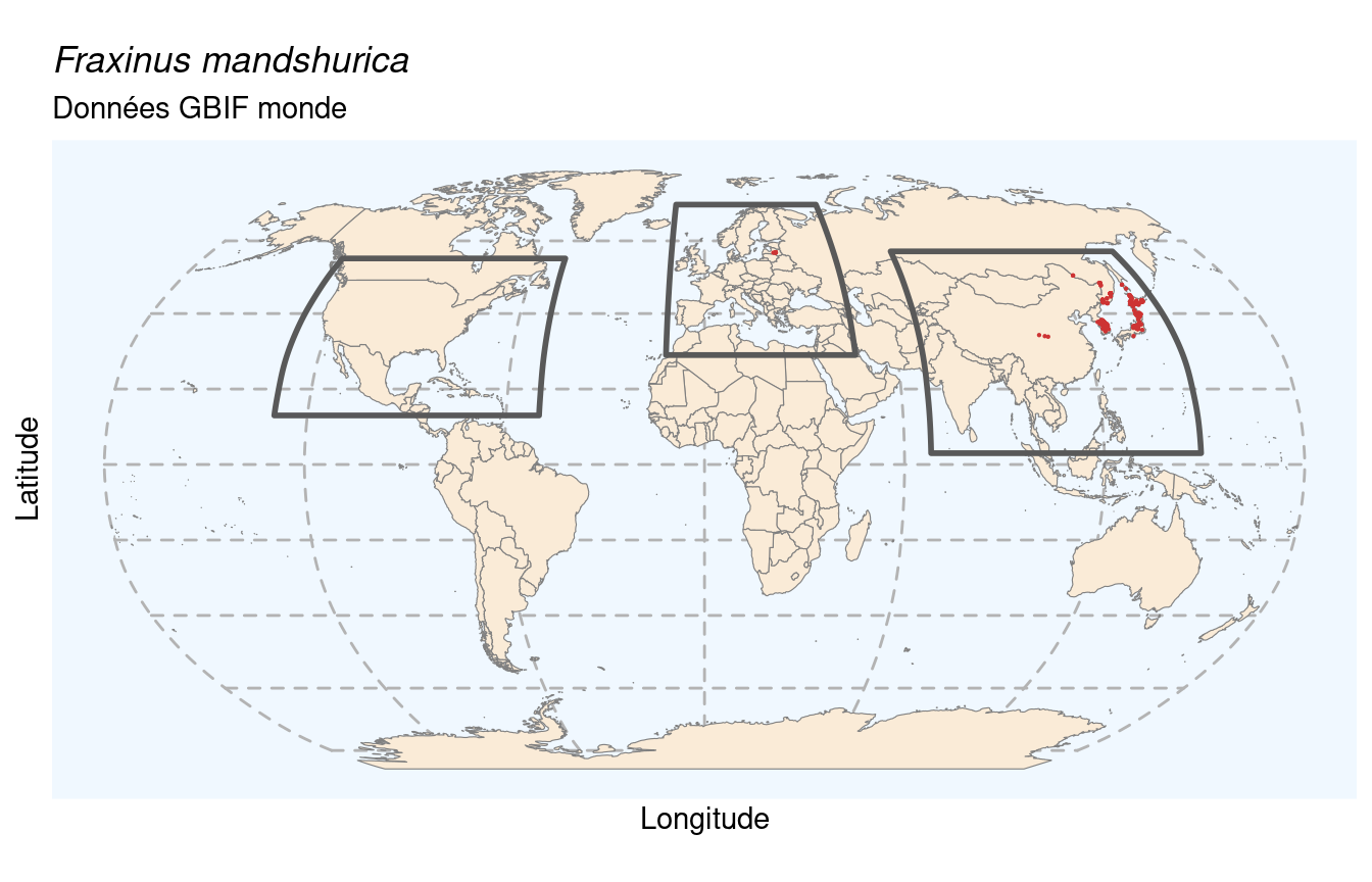 Occurrences de Fraxinus mandshurica dans le monde.