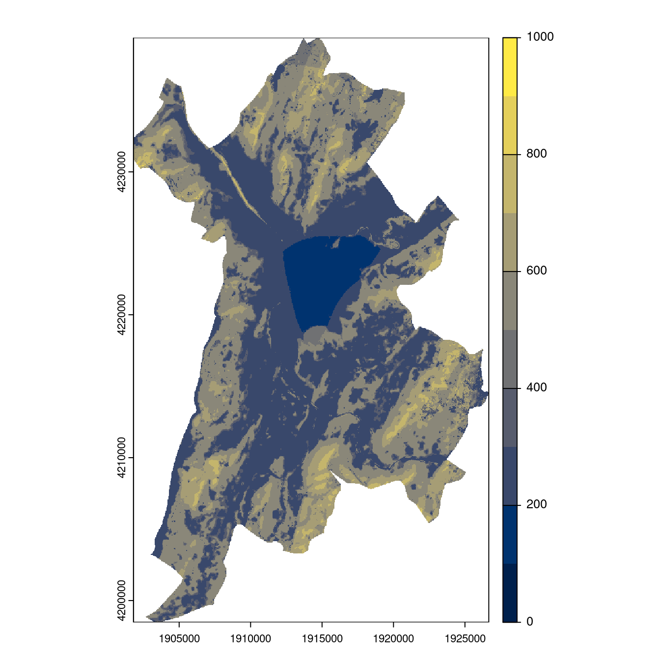 Projection des distributions potentielles contemporaine et futures jusqu'à l'horizon 2100 sous le scénario SSP5-8.5 (modèle d'ensemble, GCM IPSL).