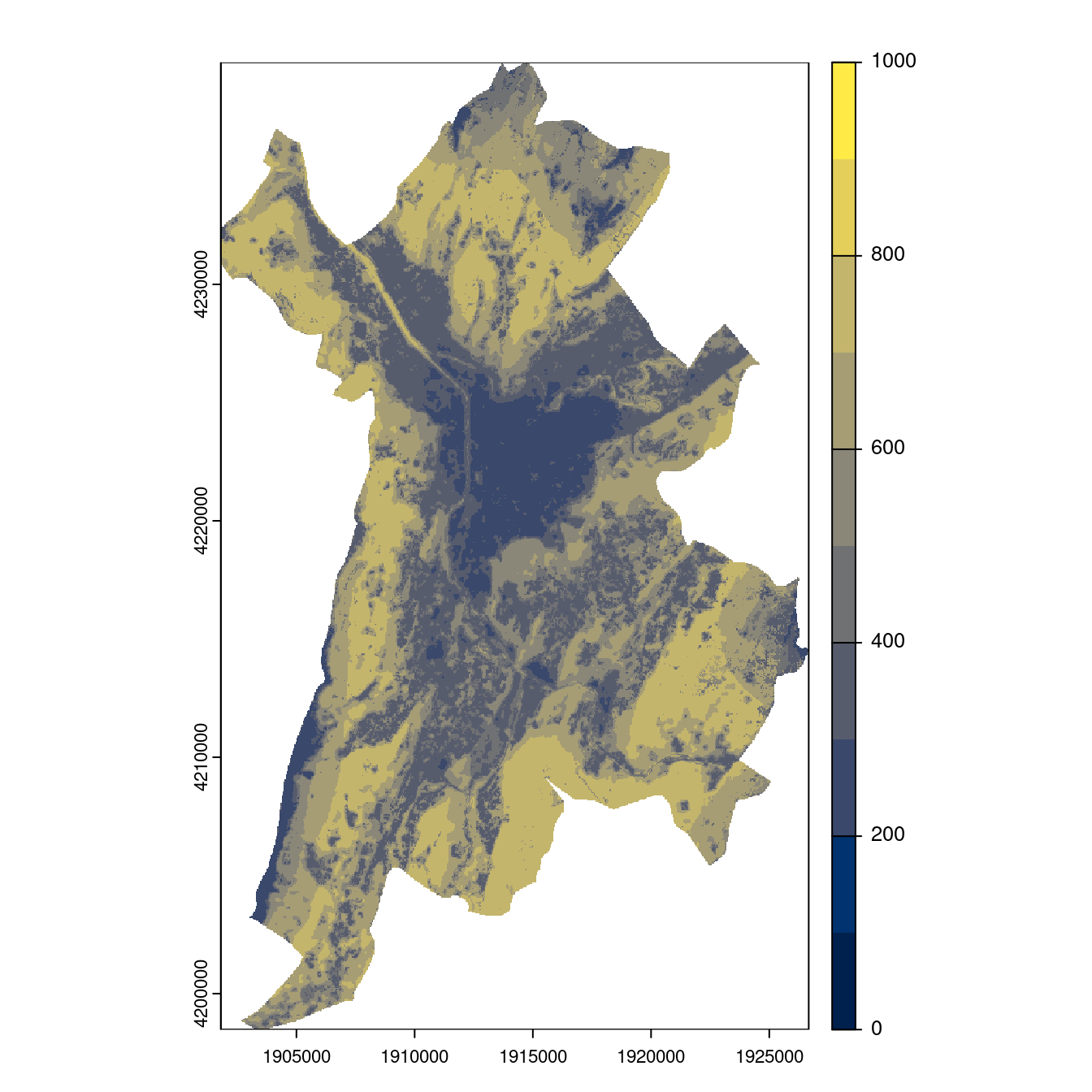 Projection des distributions potentielles contemporaine et futures jusqu'à l'horizon 2100 sous le scénario SSP5-8.5 (modèle d'ensemble, GCM IPSL).