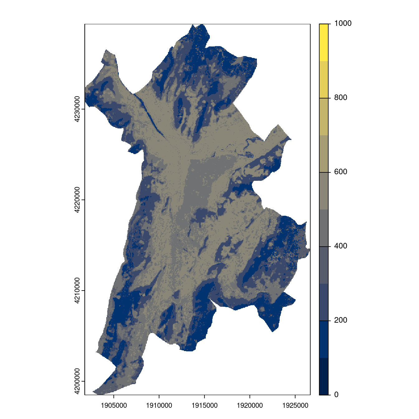 Projection des distributions potentielles contemporaine et futures jusqu'à l'horizon 2100 sous le scénario SSP5-8.5 (modèle d'ensemble, GCM IPSL).