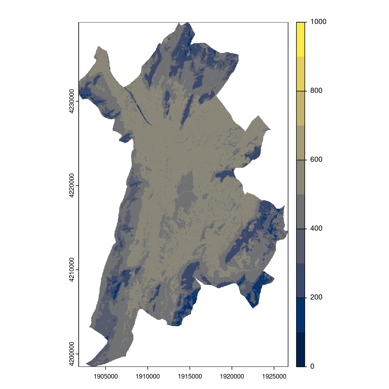 Projection des distributions potentielles contemporaine et futures jusqu'à l'horizon 2100 sous le scénario SSP5-8.5 (modèle d'ensemble, GCM IPSL).