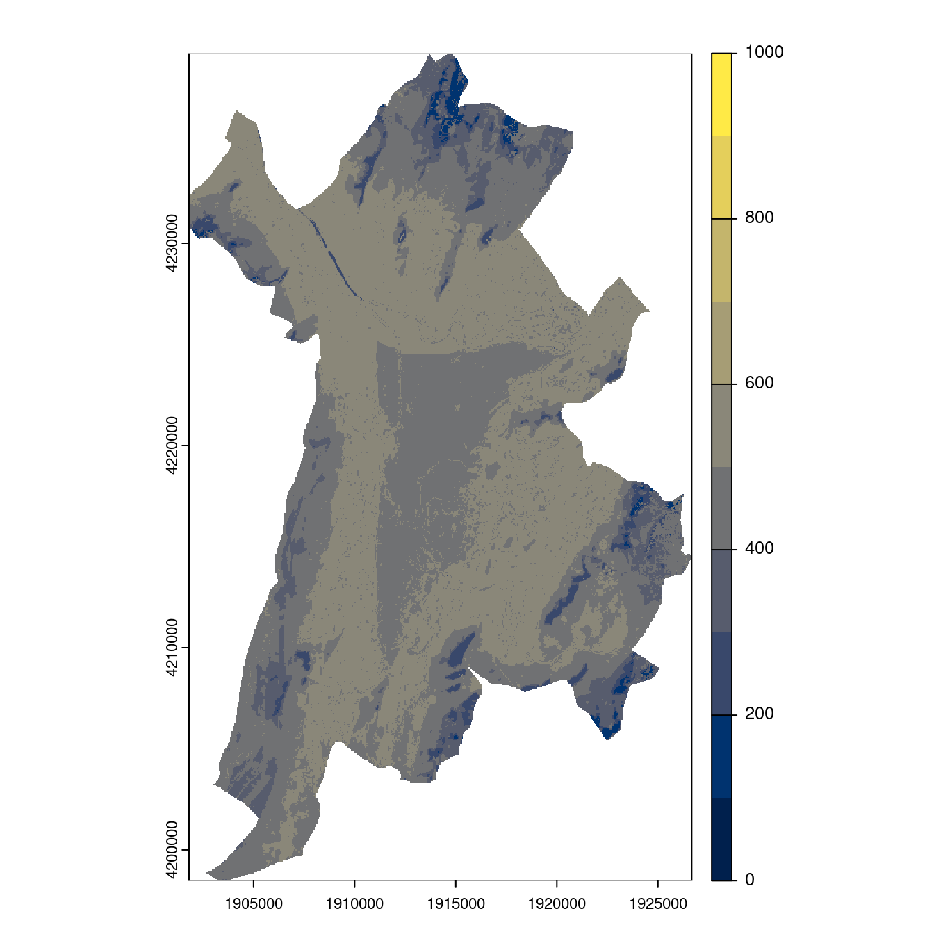 Projection des distributions potentielles contemporaine et futures jusqu'à l'horizon 2100 sous le scénario SSP5-8.5 (modèle d'ensemble, GCM IPSL).