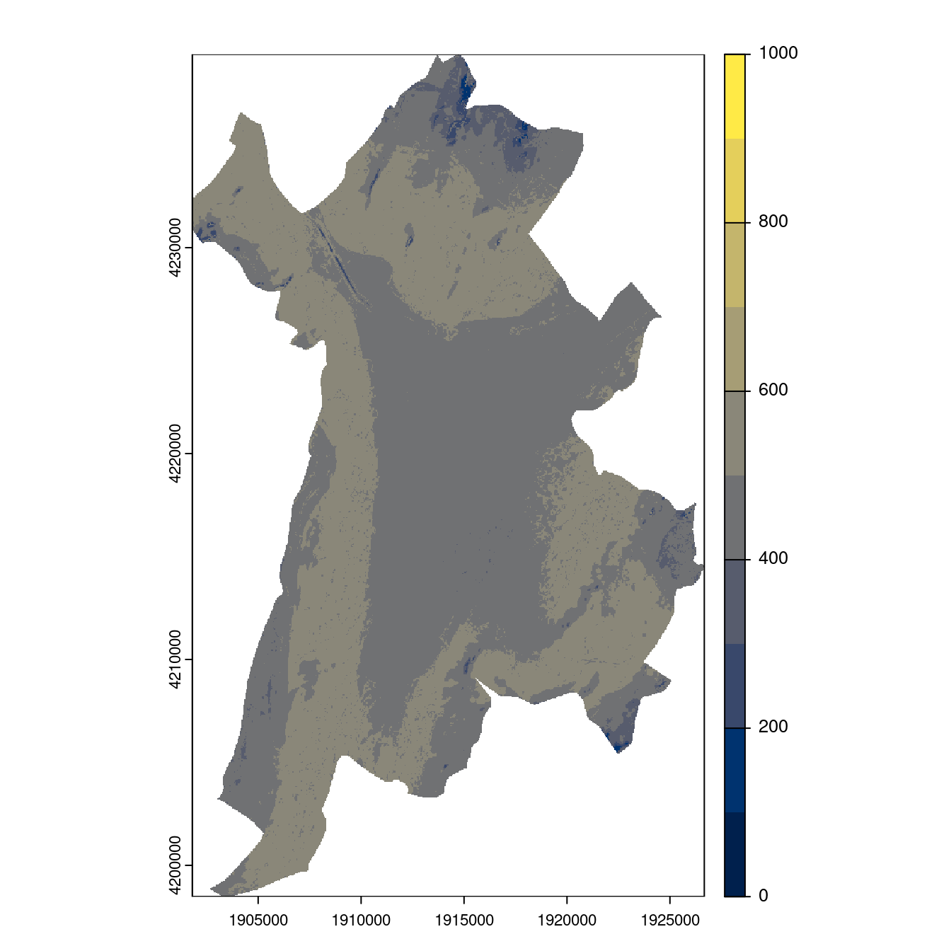 Projection des distributions potentielles contemporaine et futures jusqu'à l'horizon 2100 sous le scénario SSP5-8.5 (modèle d'ensemble, GCM IPSL).