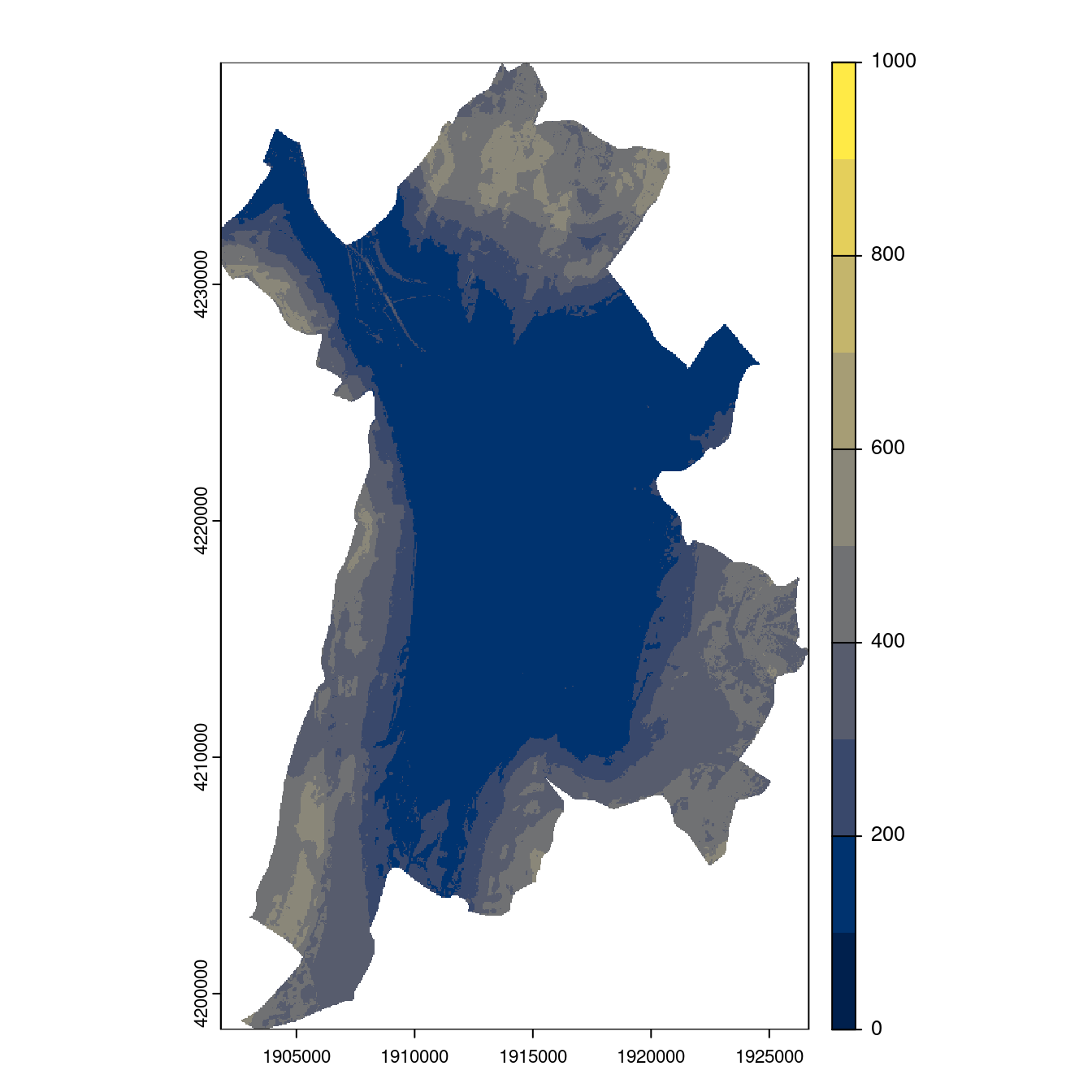Projection des distributions potentielles contemporaine et futures jusqu'à l'horizon 2100 sous le scénario SSP5-8.5 (modèle d'ensemble, GCM IPSL).