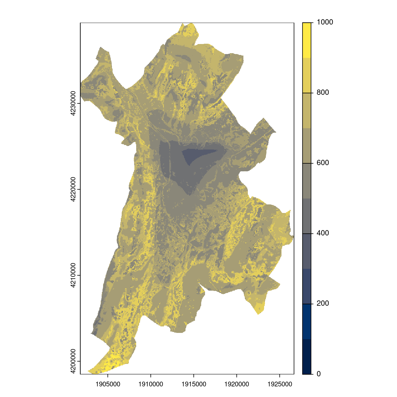 Projection des distributions potentielles contemporaine et futures jusqu'à l'horizon 2100 sous le scénario SSP5-8.5 (modèle d'ensemble, GCM IPSL).