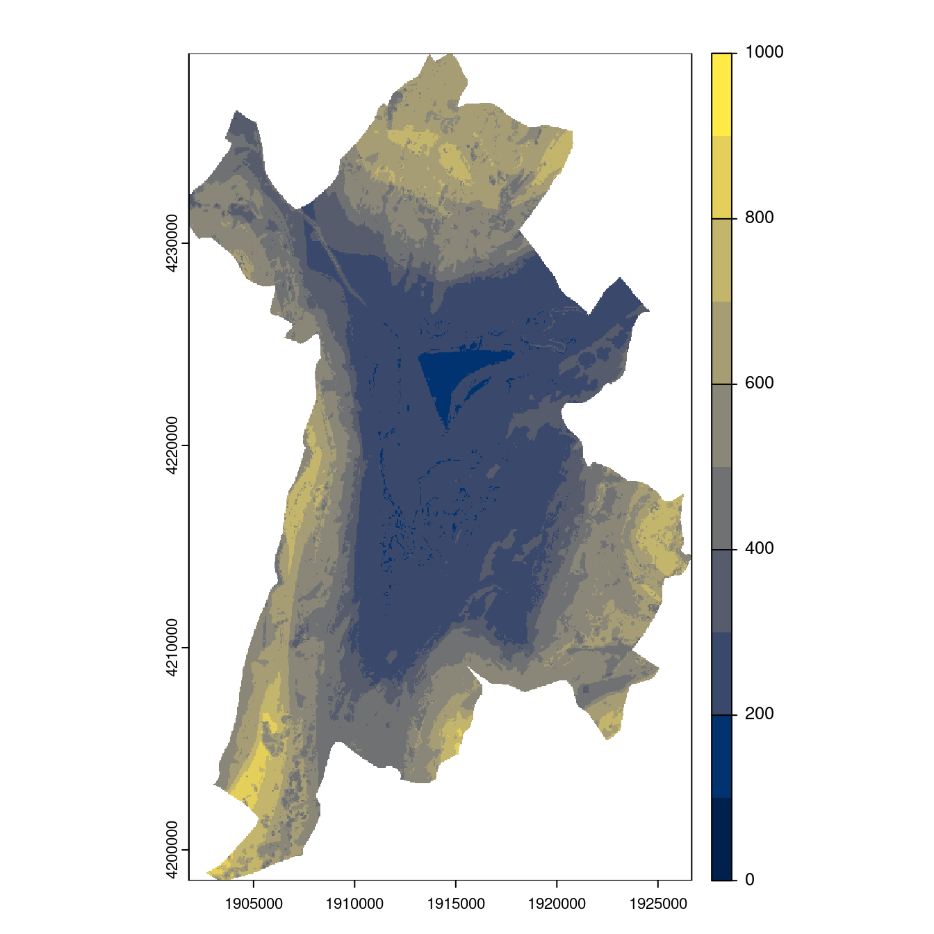 Projection des distributions potentielles contemporaine et futures jusqu'à l'horizon 2100 sous le scénario SSP5-8.5 (modèle d'ensemble, GCM IPSL).