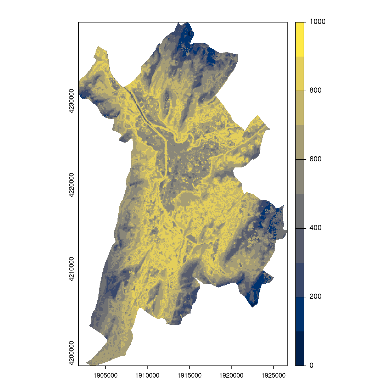 Projection des distributions potentielles contemporaine et futures jusqu'à l'horizon 2100 sous le scénario SSP5-8.5 (modèle d'ensemble, GCM IPSL).