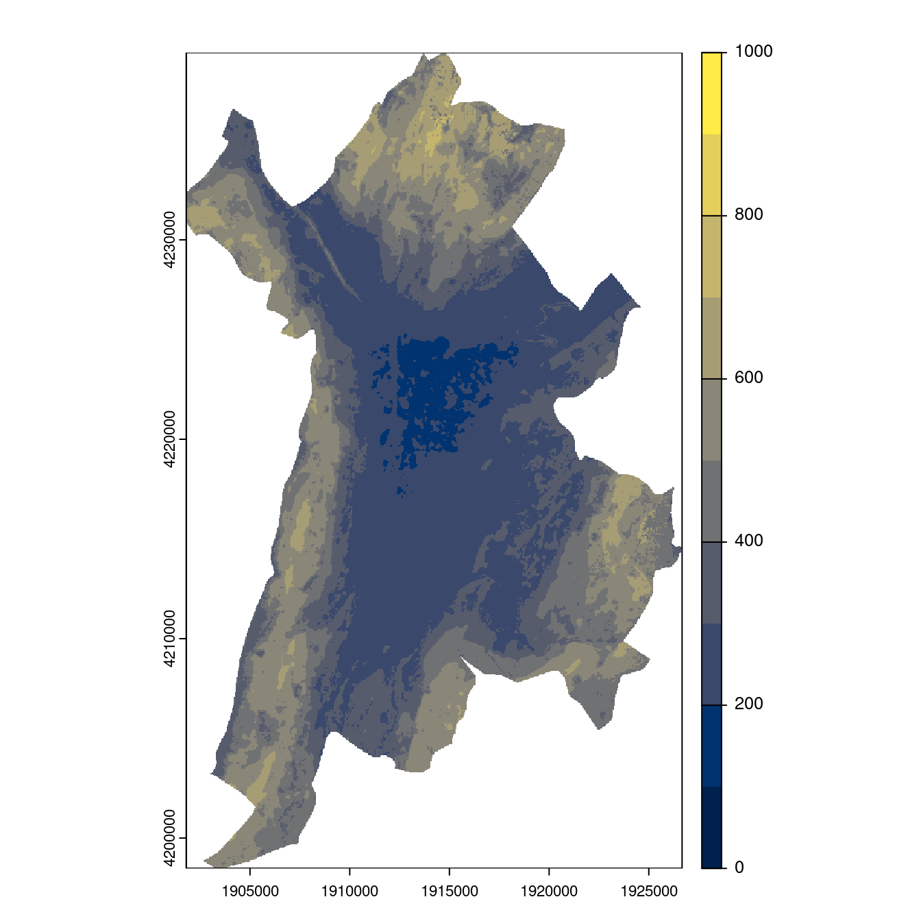 Projection des distributions potentielles contemporaine et futures jusqu'à l'horizon 2100 sous le scénario SSP5-8.5 (modèle d'ensemble, GCM IPSL).
