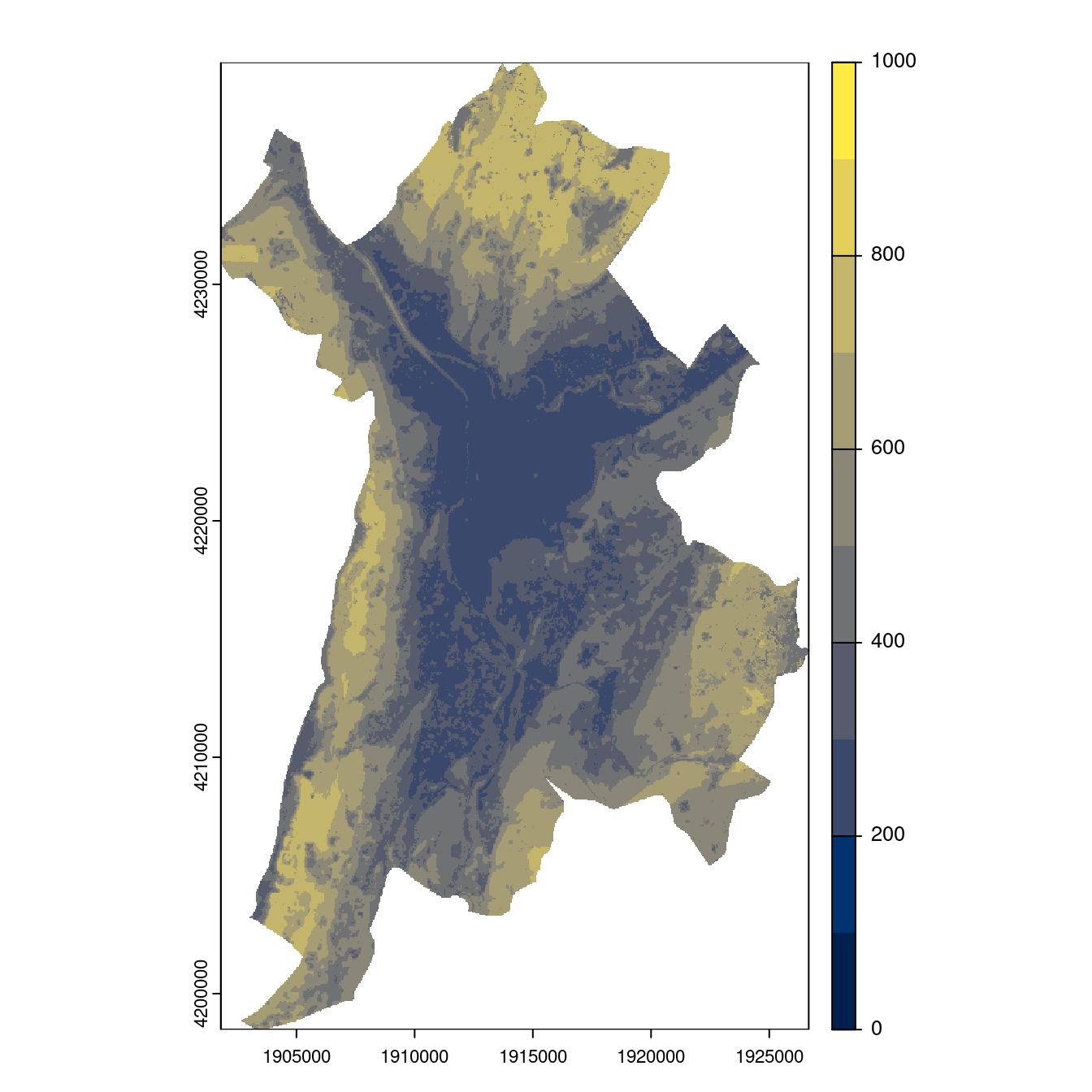 Projection des distributions potentielles contemporaine et futures jusqu'à l'horizon 2100 sous le scénario SSP5-8.5 (modèle d'ensemble, GCM IPSL).