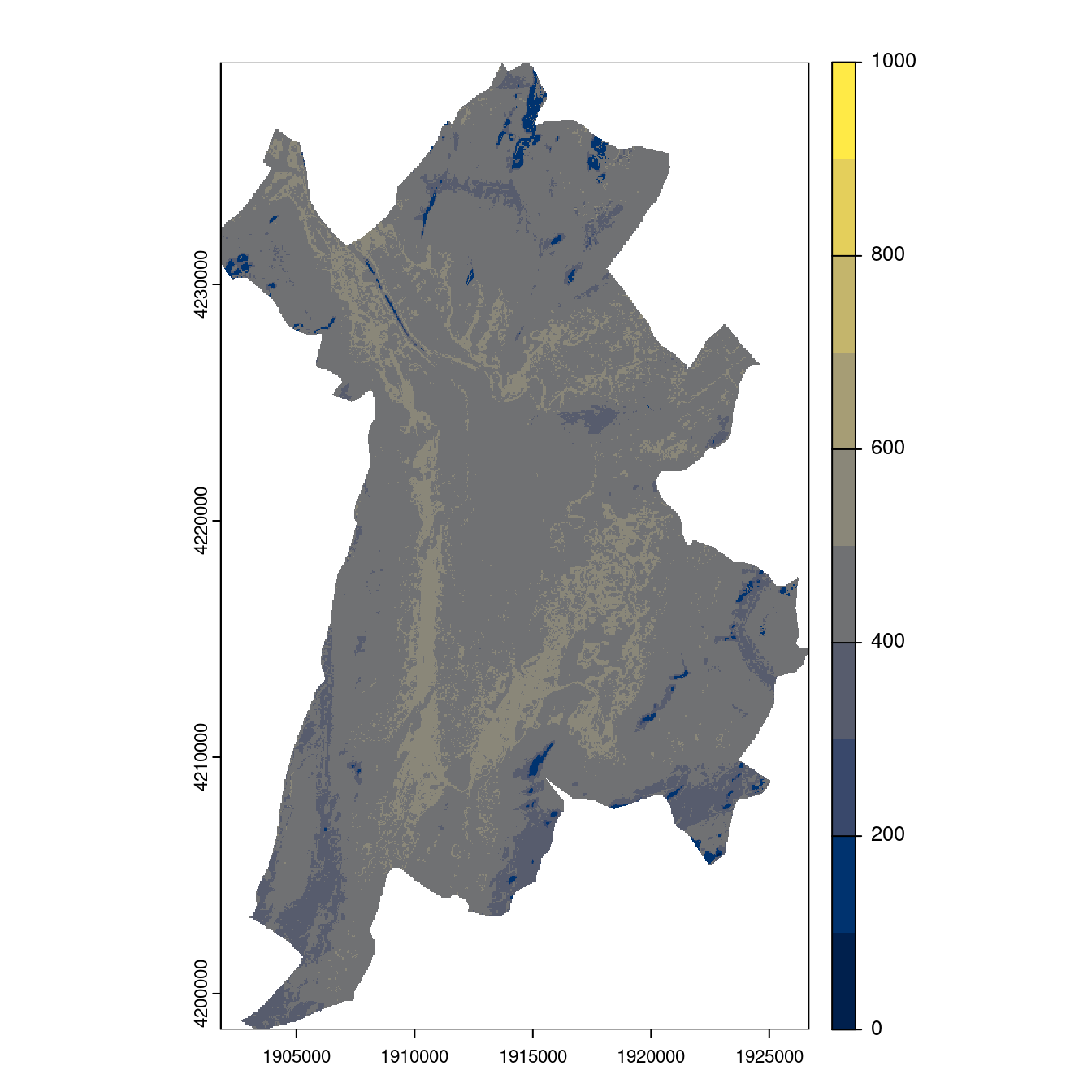 Projection des distributions potentielles contemporaine et futures jusqu'à l'horizon 2100 sous le scénario SSP5-8.5 (modèle d'ensemble, GCM IPSL).