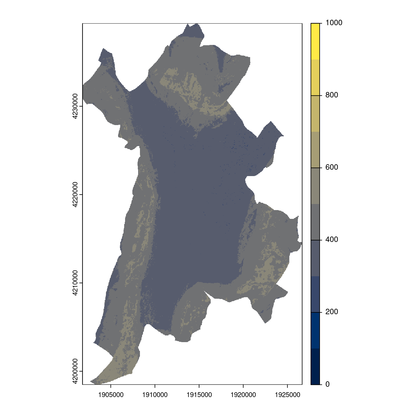 Projection des distributions potentielles contemporaine et futures jusqu'à l'horizon 2100 sous le scénario SSP5-8.5 (modèle d'ensemble, GCM IPSL).