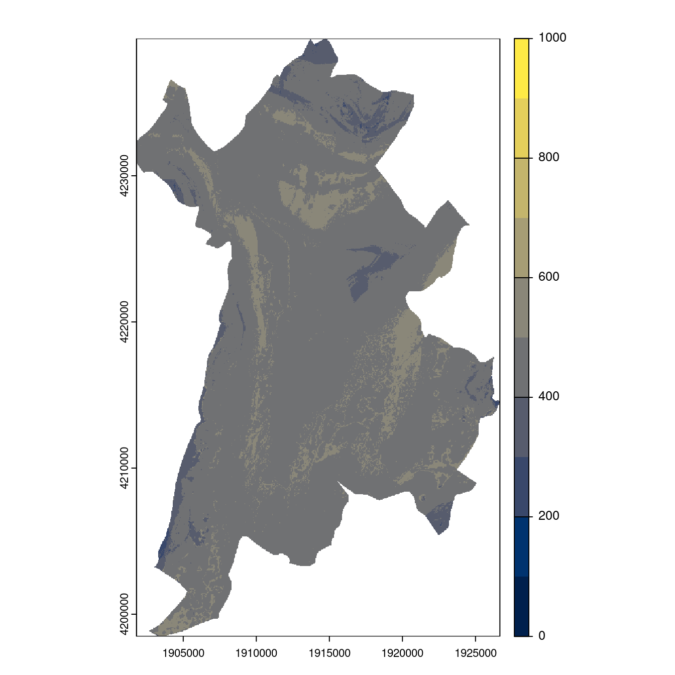 Projection des distributions potentielles contemporaine et futures jusqu'à l'horizon 2100 sous le scénario SSP5-8.5 (modèle d'ensemble, GCM IPSL).