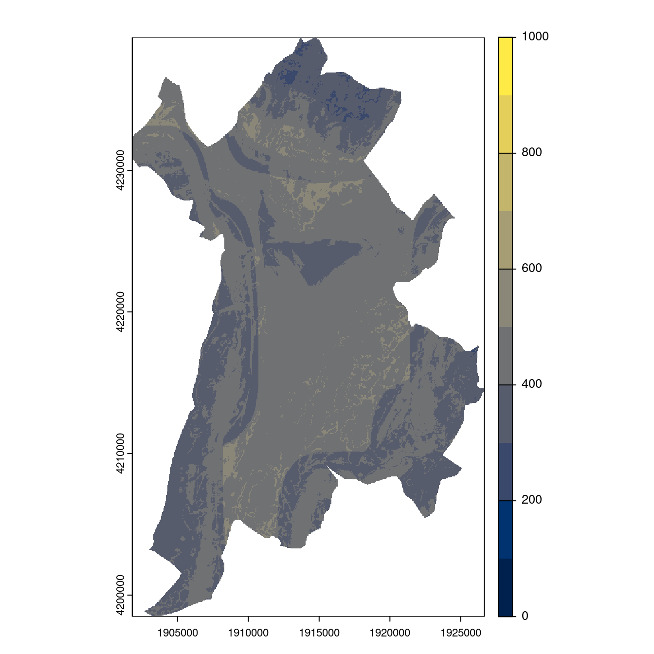 Projection des distributions potentielles contemporaine et futures jusqu'à l'horizon 2100 sous le scénario SSP5-8.5 (modèle d'ensemble, GCM IPSL).