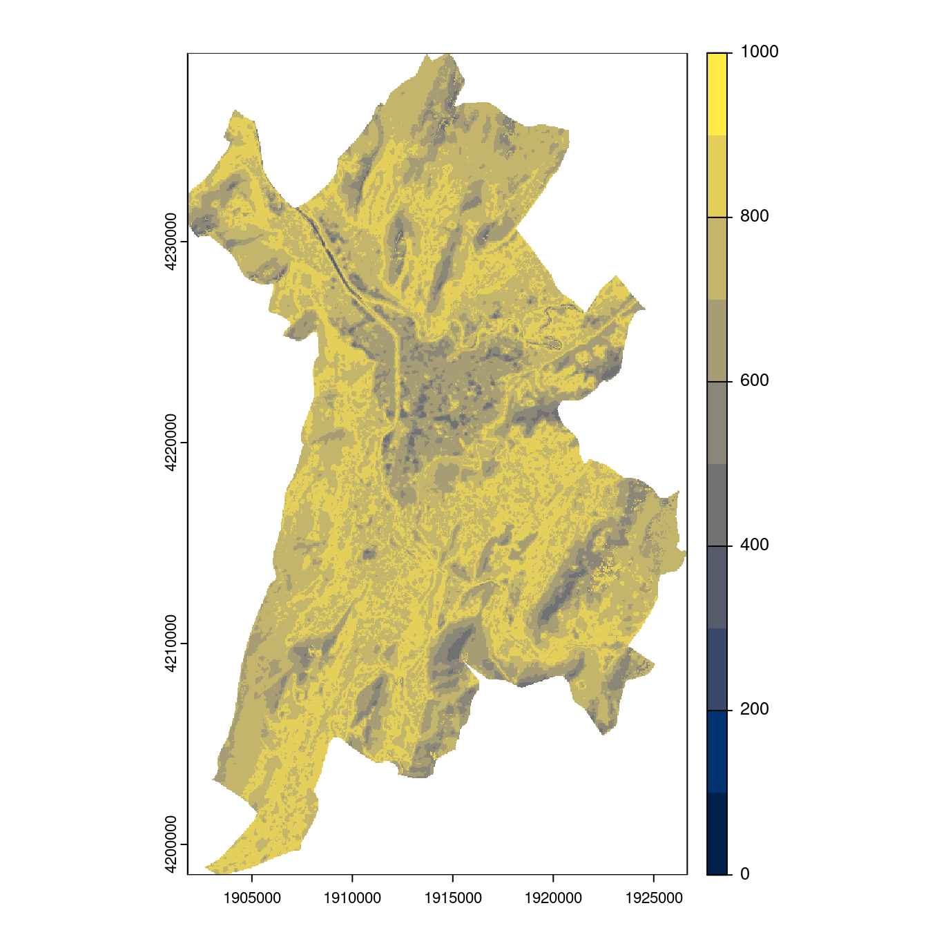 Projection des distributions potentielles contemporaine et futures jusqu'à l'horizon 2100 sous le scénario SSP5-8.5 (modèle d'ensemble, GCM IPSL).
