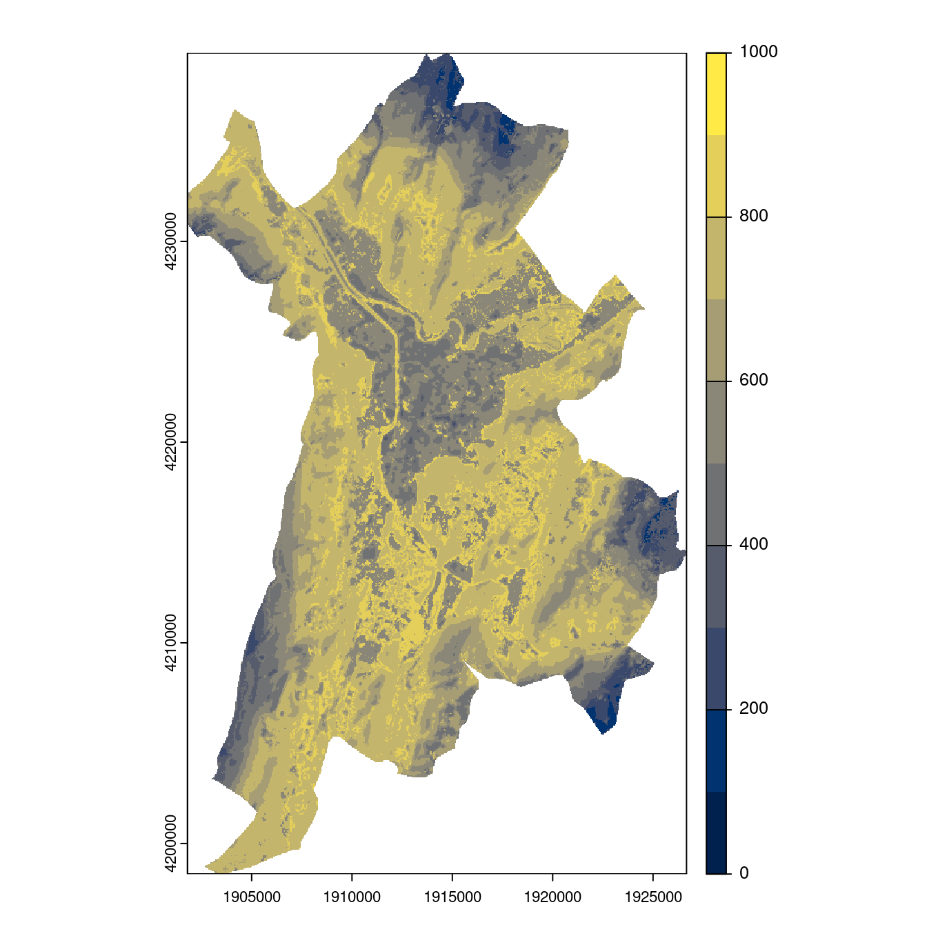 Projection des distributions potentielles contemporaine et futures jusqu'à l'horizon 2100 sous le scénario SSP5-8.5 (modèle d'ensemble, GCM IPSL).
