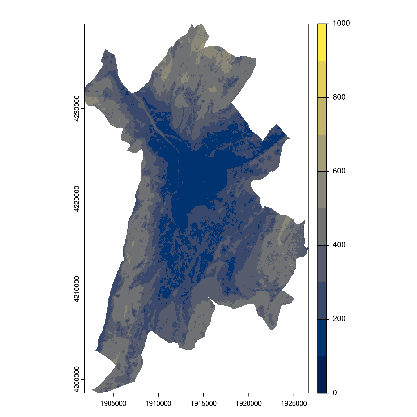 Projection des distributions potentielles contemporaine et futures jusqu'à l'horizon 2100 sous le scénario SSP5-8.5 (modèle d'ensemble, GCM IPSL).