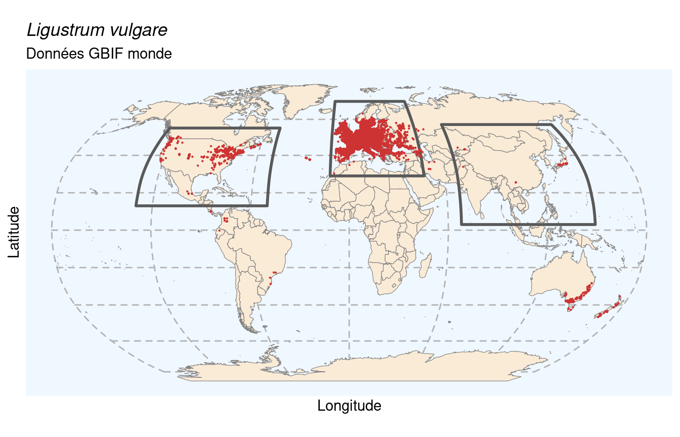 Occurrences de Ligustrum vulgare dans le monde.