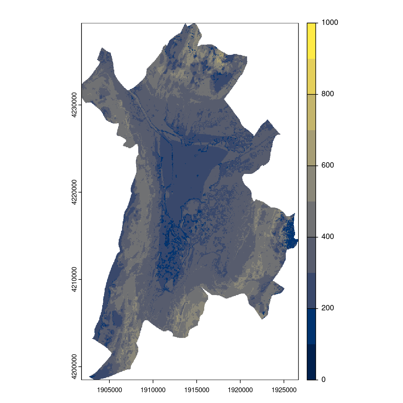 Projection des distributions potentielles contemporaine et futures jusqu'à l'horizon 2100 sous le scénario SSP5-8.5 (modèle d'ensemble, GCM IPSL).