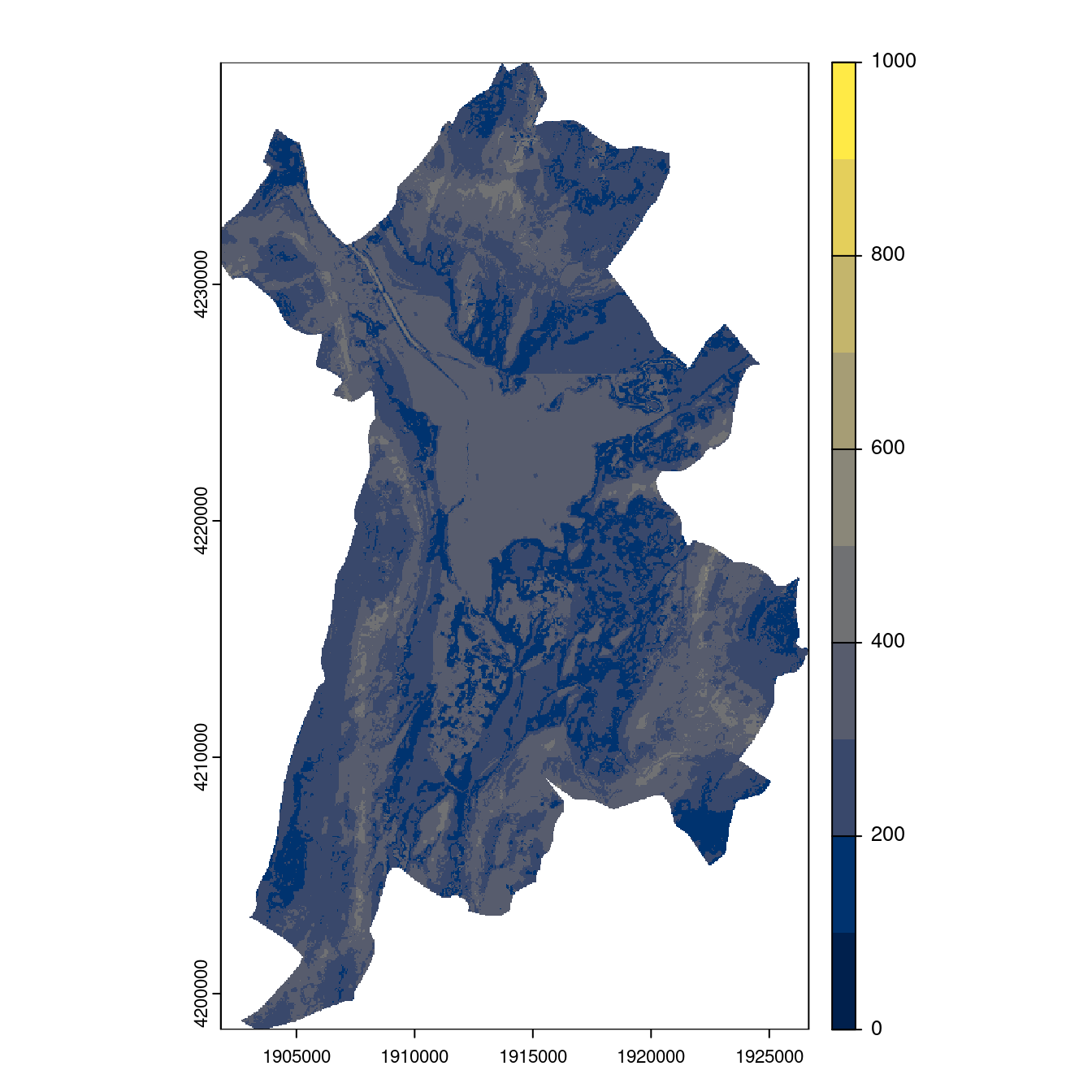 Projection des distributions potentielles contemporaine et futures jusqu'à l'horizon 2100 sous le scénario SSP5-8.5 (modèle d'ensemble, GCM IPSL).
